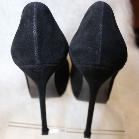 YSL Tribtoo 105 Black Suede Platform Pumps (9.5B) - Picture 4 of 8